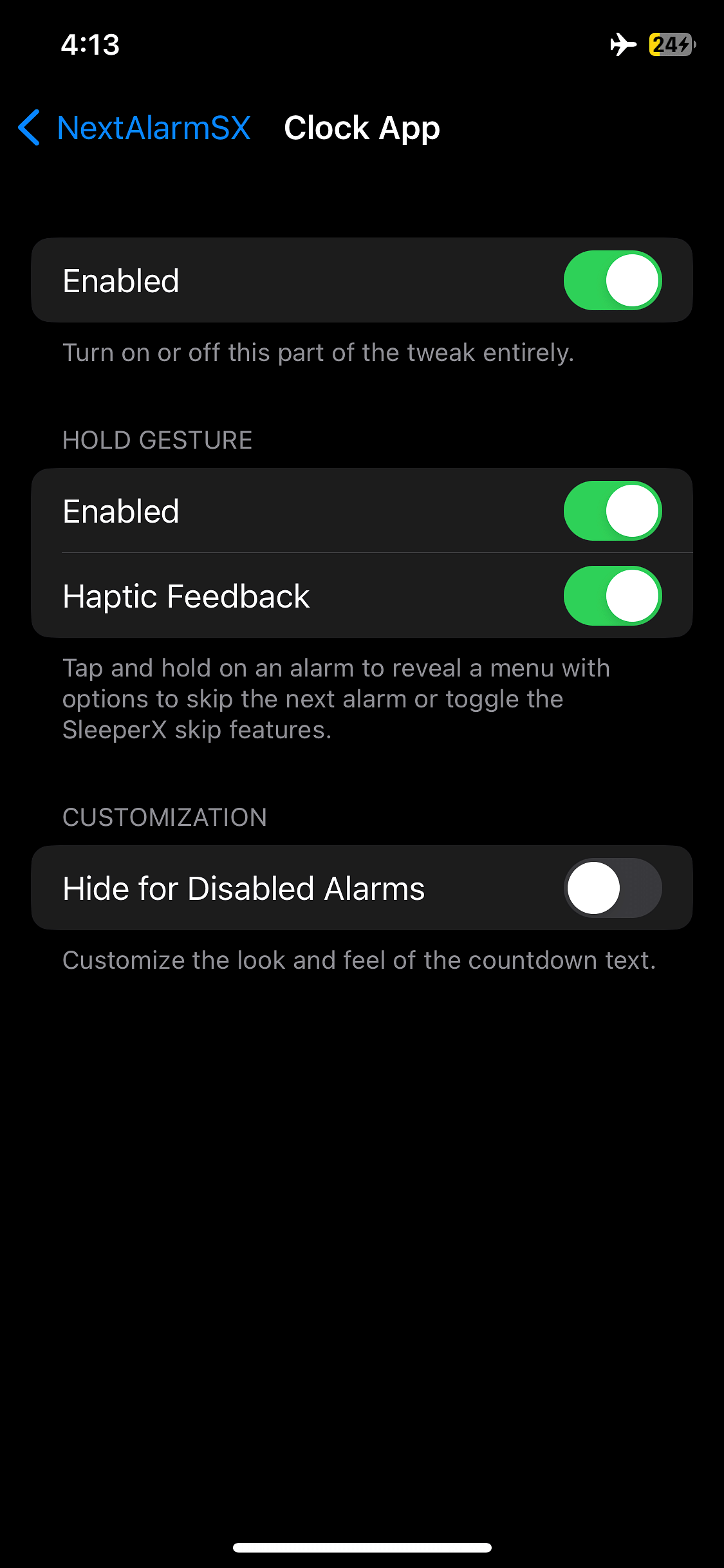 NextAlarmSX Tweak Screenshot