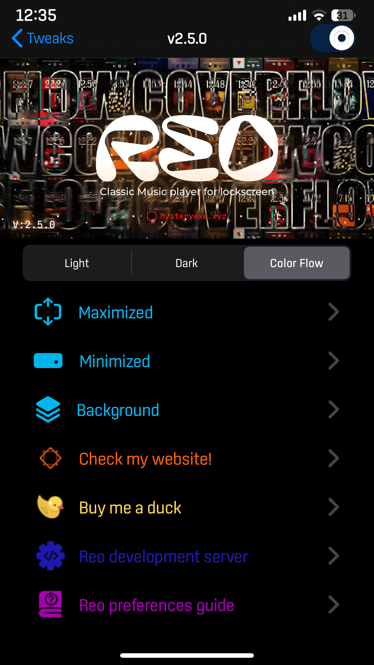 Reo Tweak Screenshot