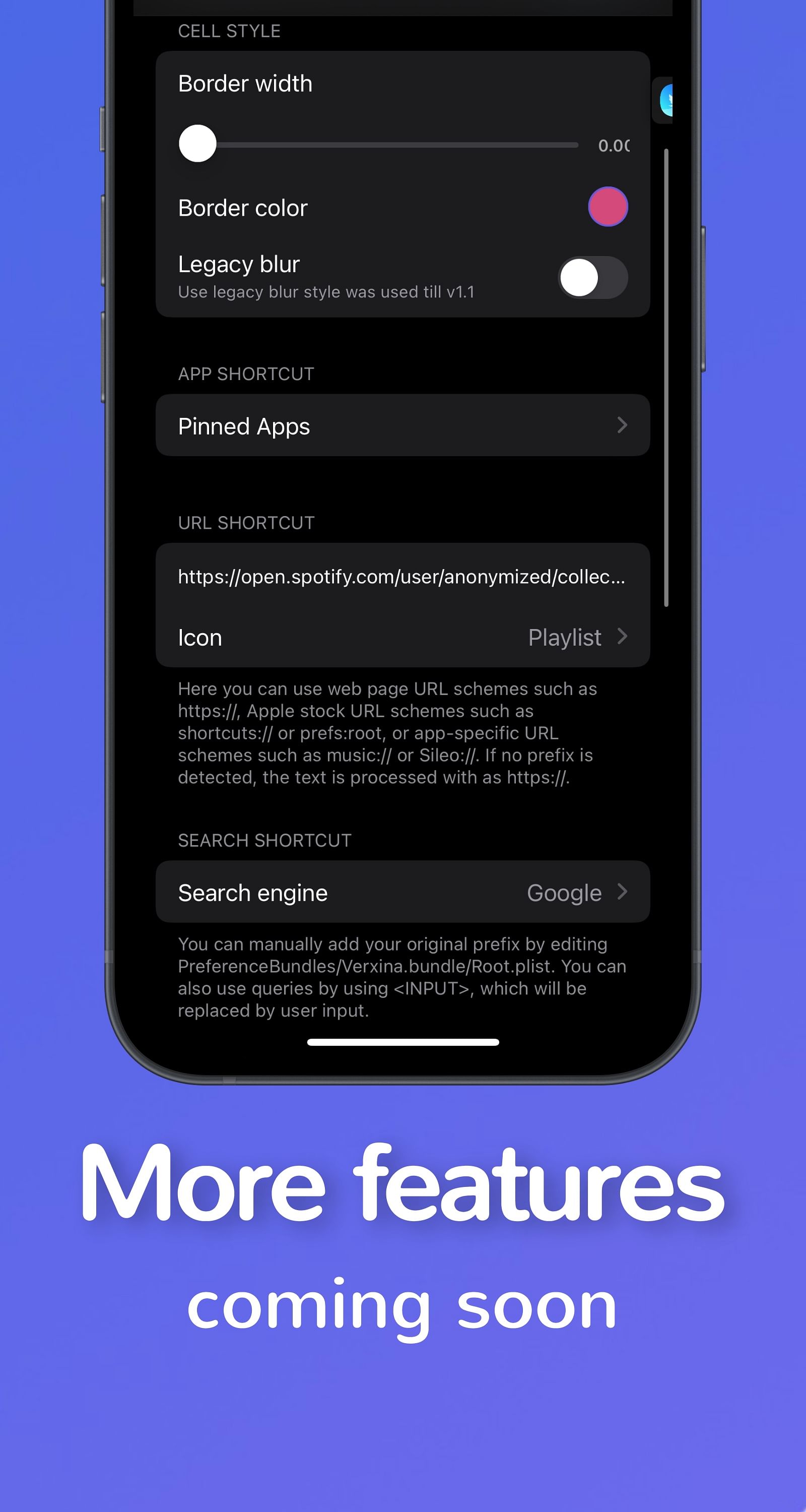 Verxina Tweak Screenshot
