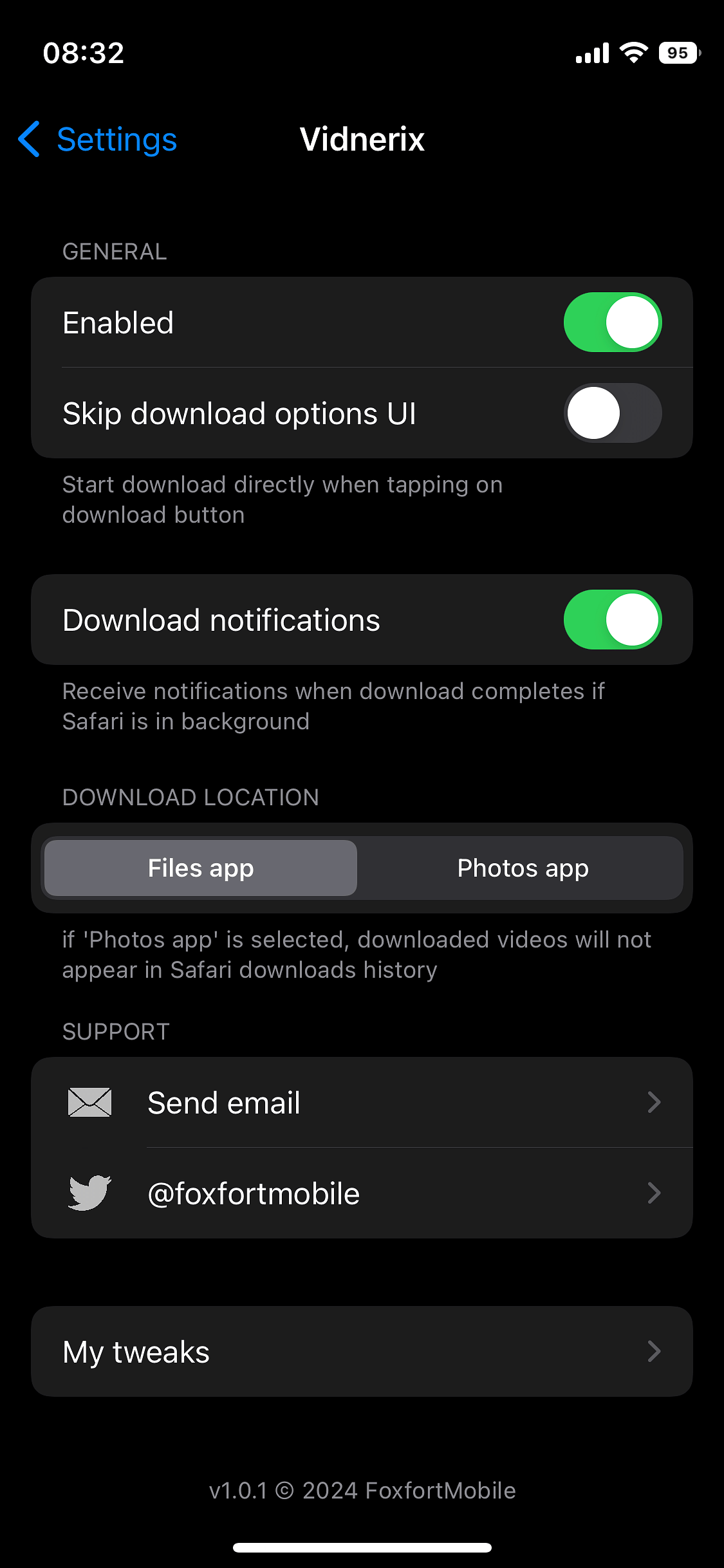 Vidnerix Tweak Screenshot