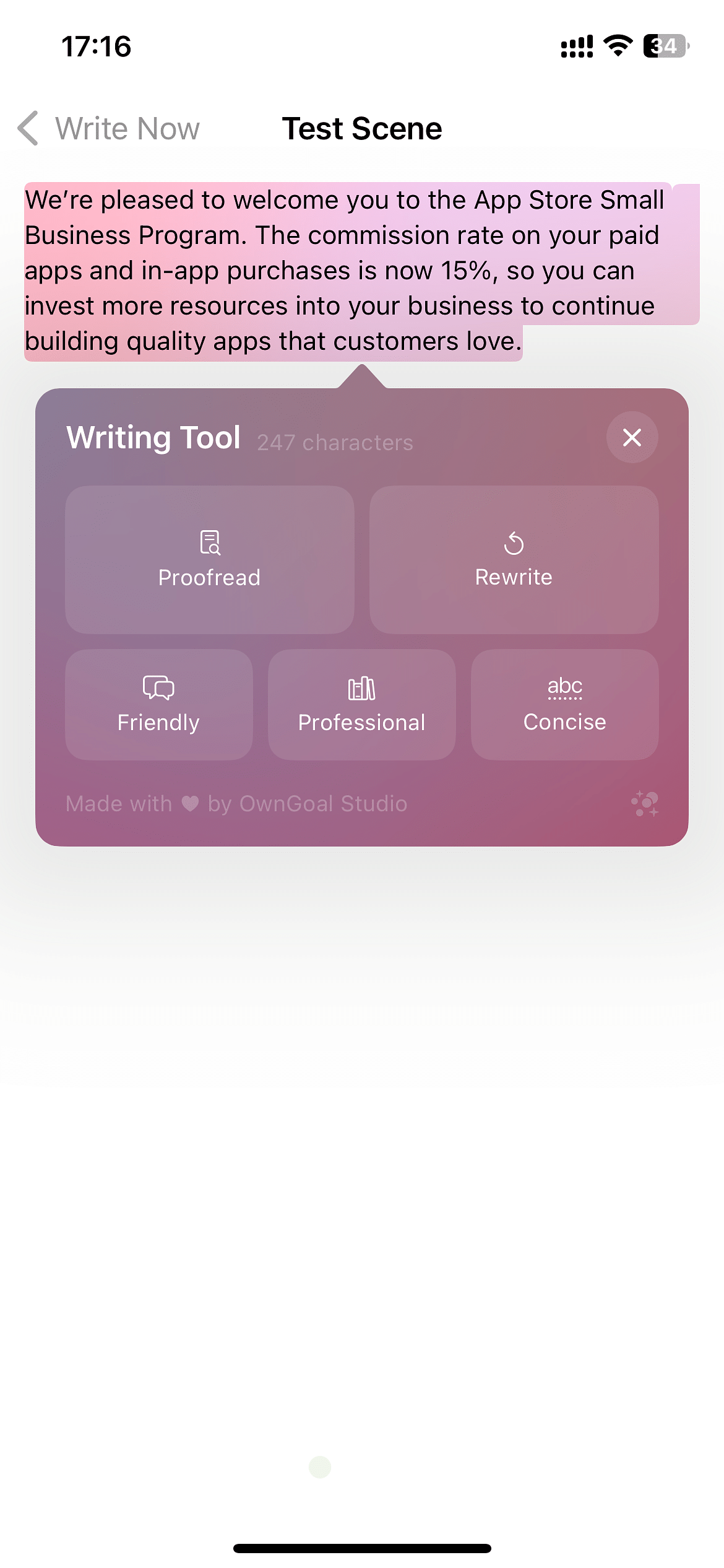 Write Now Tweak Screenshot