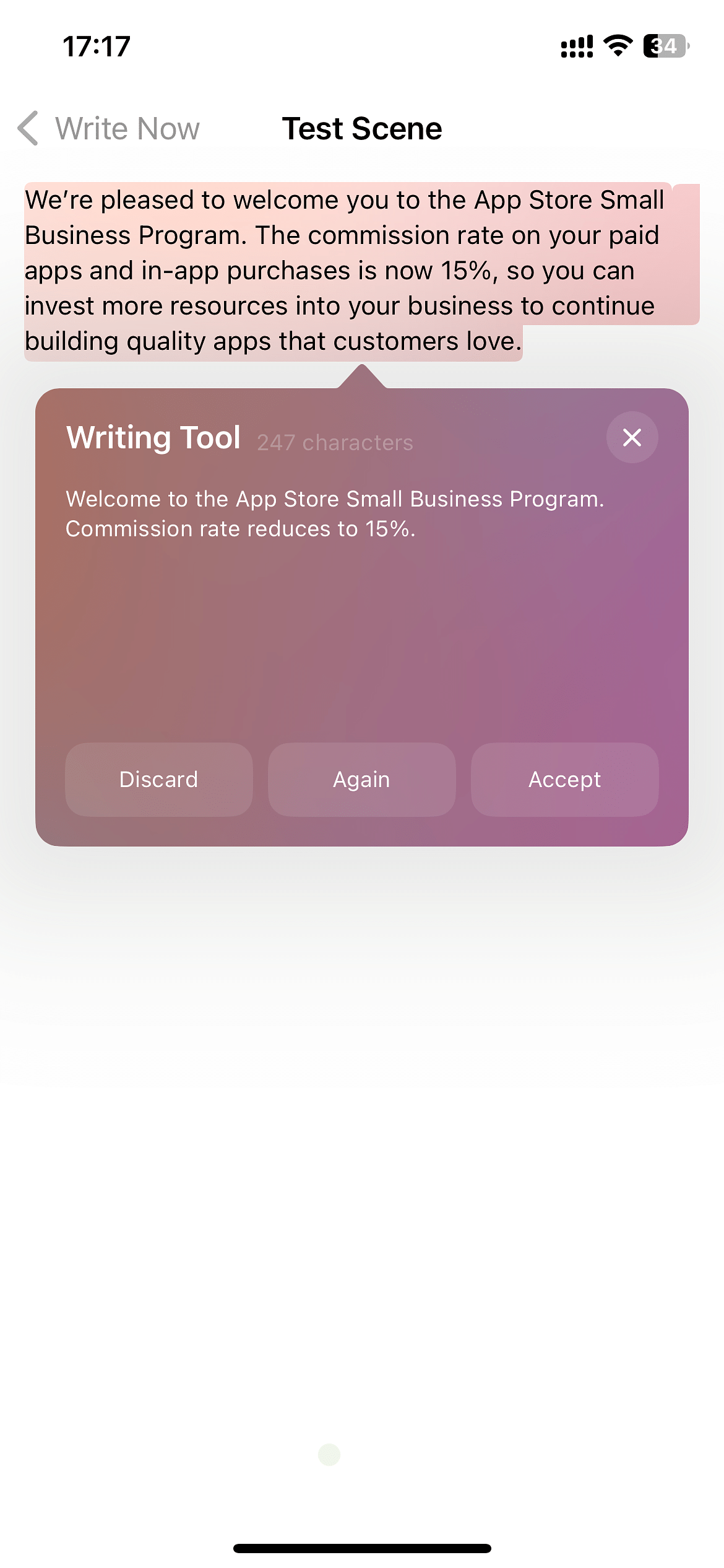 Write Now Tweak Screenshot