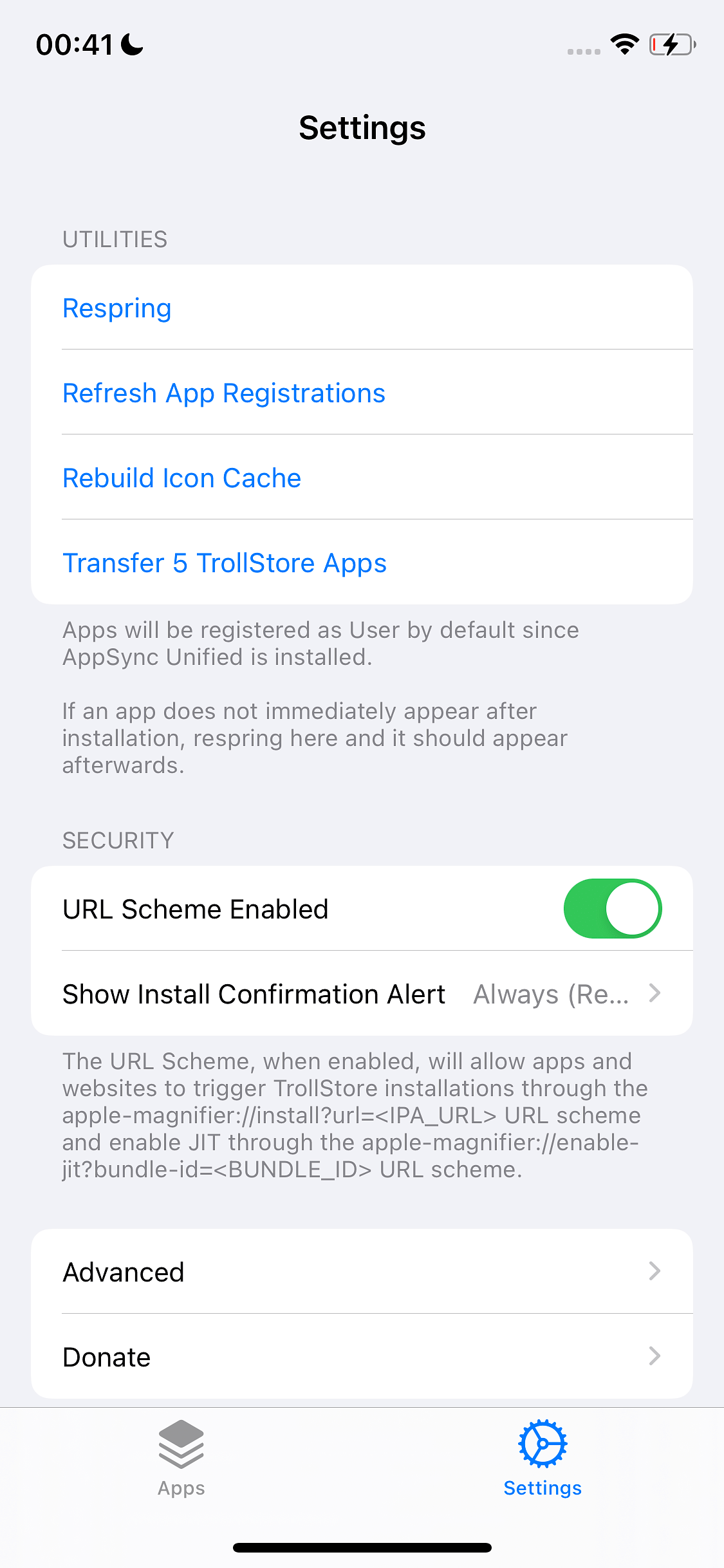 TrollStore Lite Tweak Screenshot