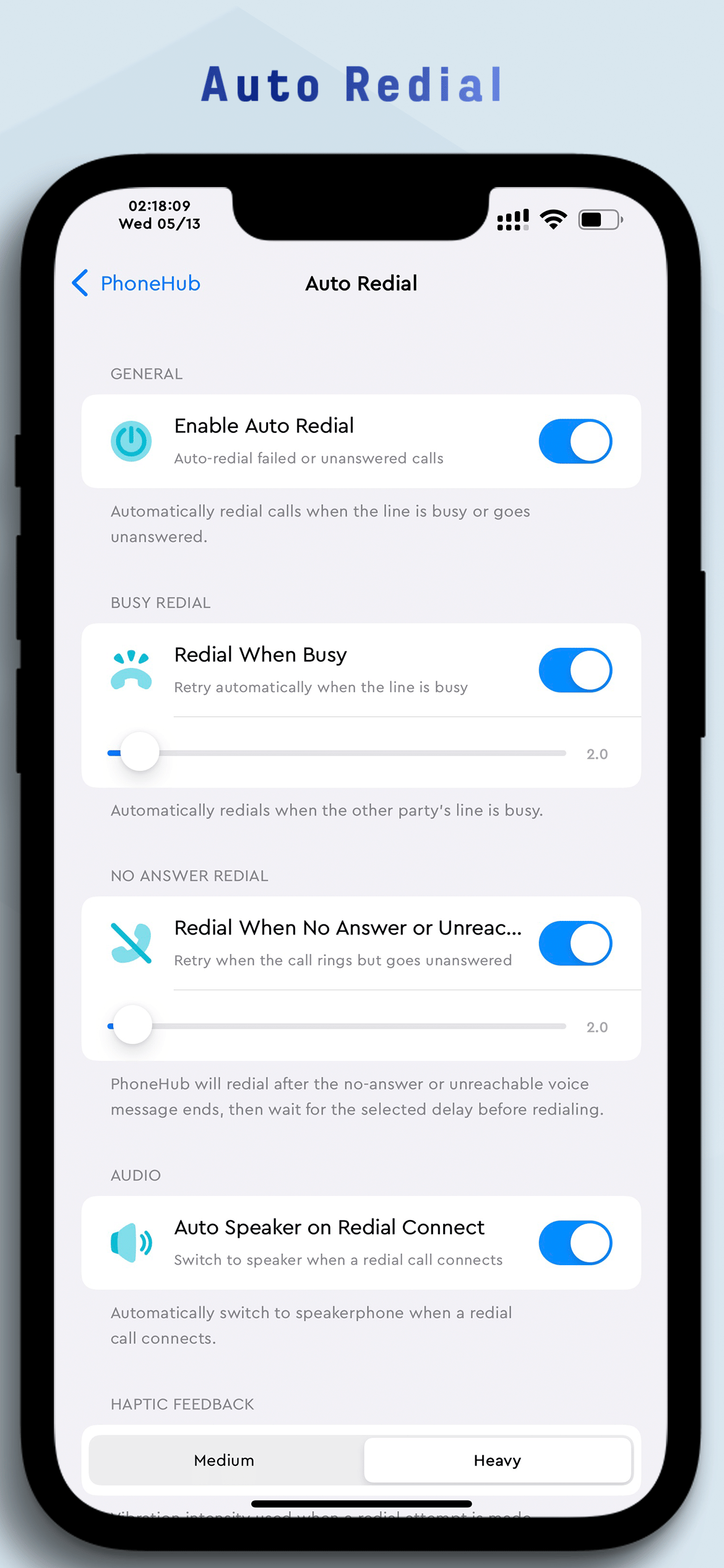 Phonehub preferences in the official package screenshot